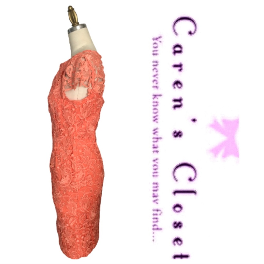 Vince Camuto  Peach Lace Party Cocktail Dress - Picture 6 of 9